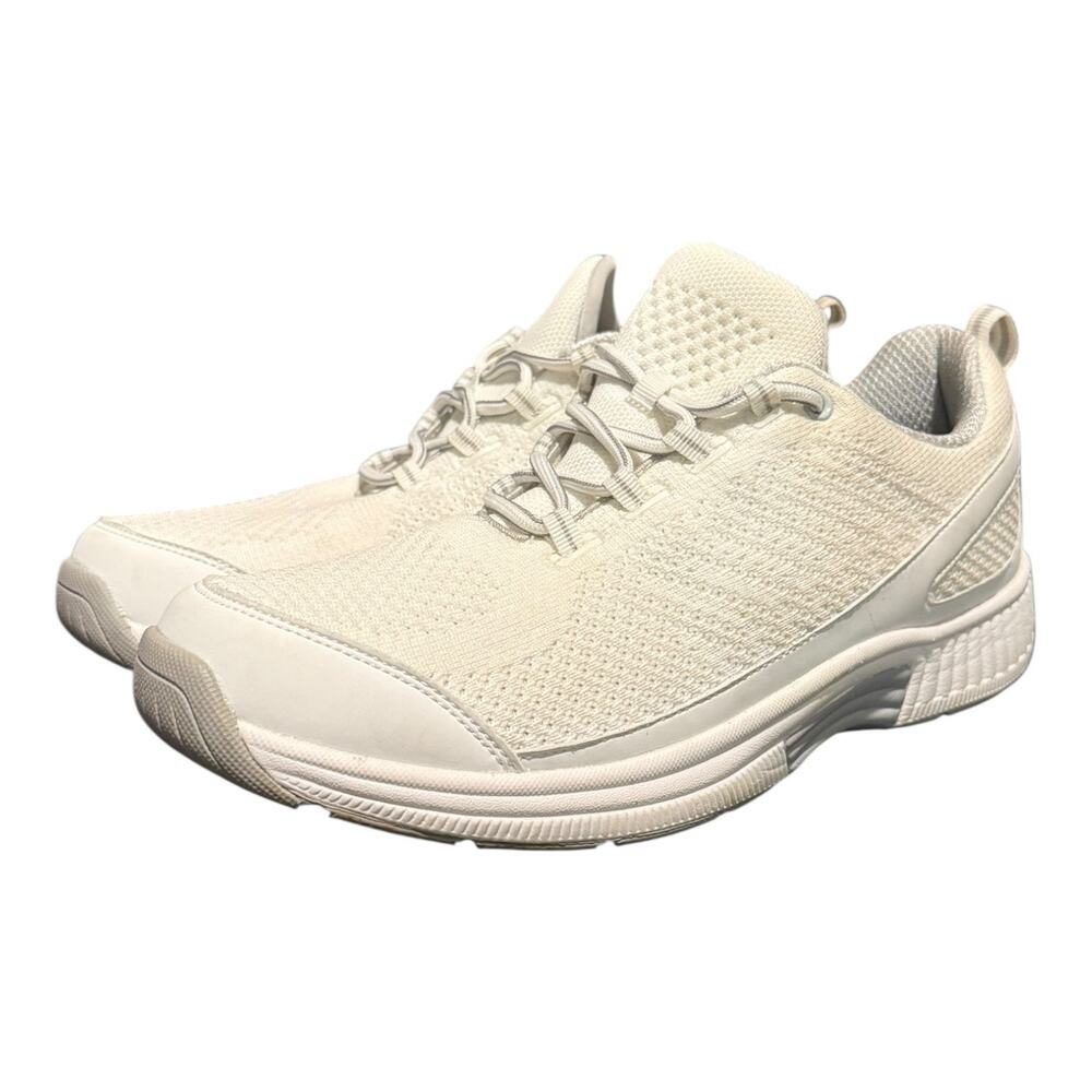 Orthofeet Orthopedic Knit Coral White Women's Size 11 Medium Walking Sneakers